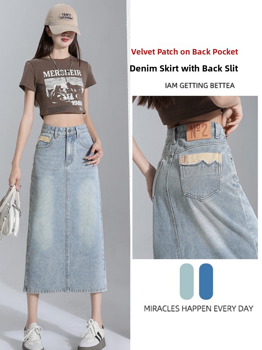 Denim Skirt Midi Vintage - High Waist Denim Skirt Women's Fro