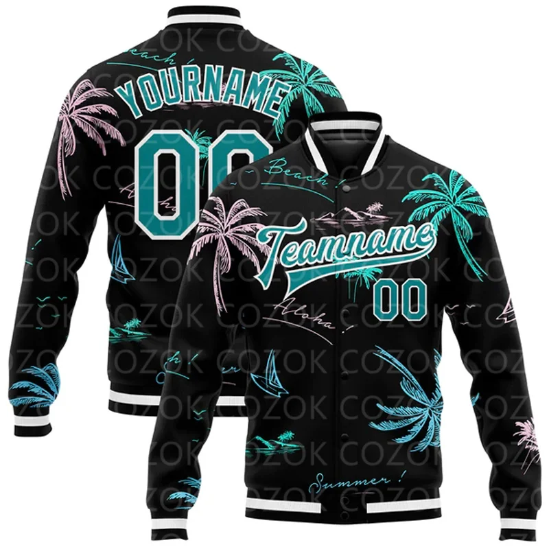 Varsity Jacket Wool - Custom Coconut tree 3D Printed Baseball