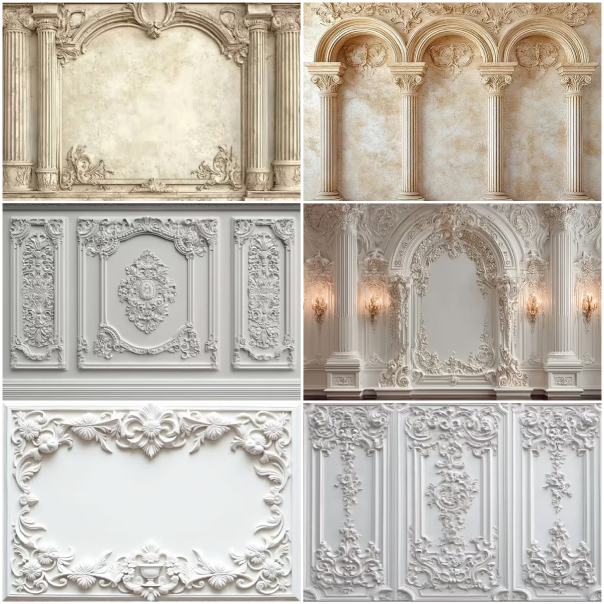Vintage Fashion Photos - European Vintage White Wall Backdrop Carved