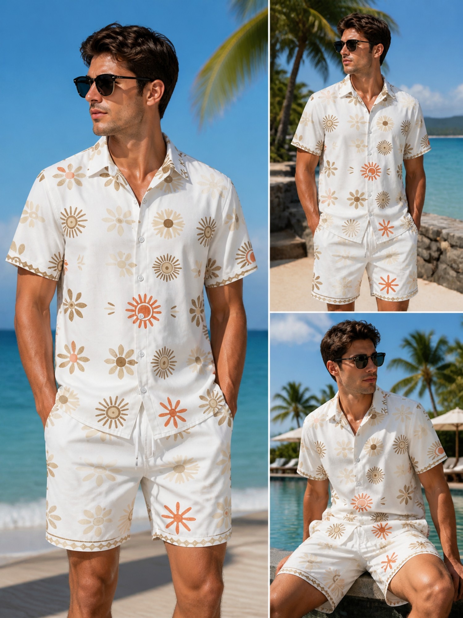 Printed Floral Shirt - Mens Floral Short Sleeve Shirt and