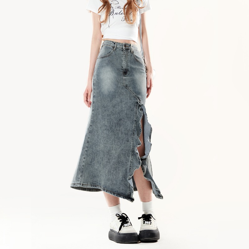 Denim Skirt Midi Vintage - Women's American Vintage Denim Midi Skirt