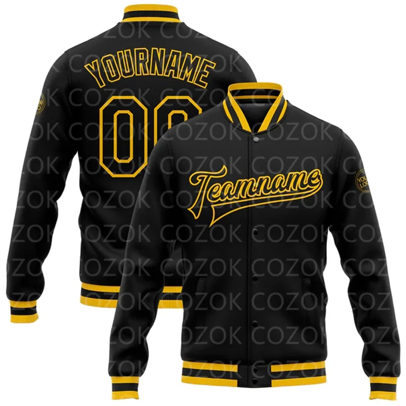 Varsity Jacket Wool - Custom Black Yellow 3D Printed Baseball