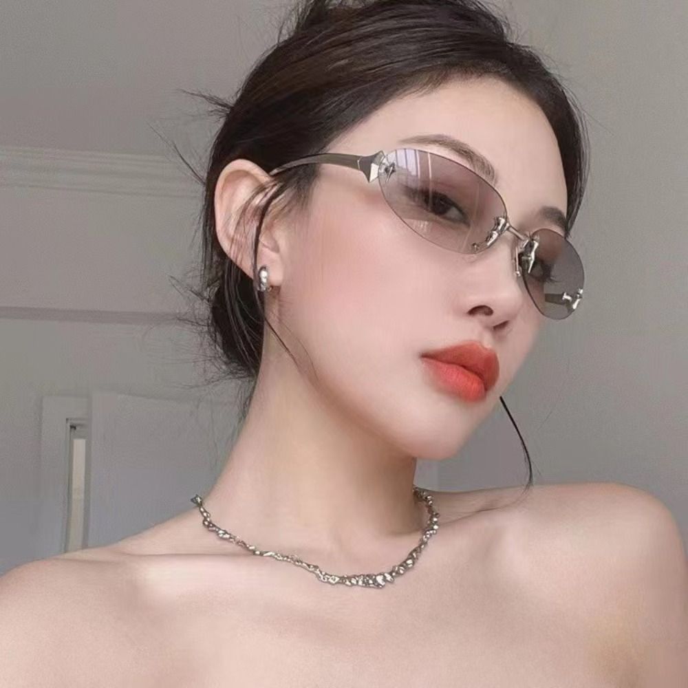 Y2K Style Frameless Sunglasses - Vintage Fashion Style Female incelemesi ve fiyatı