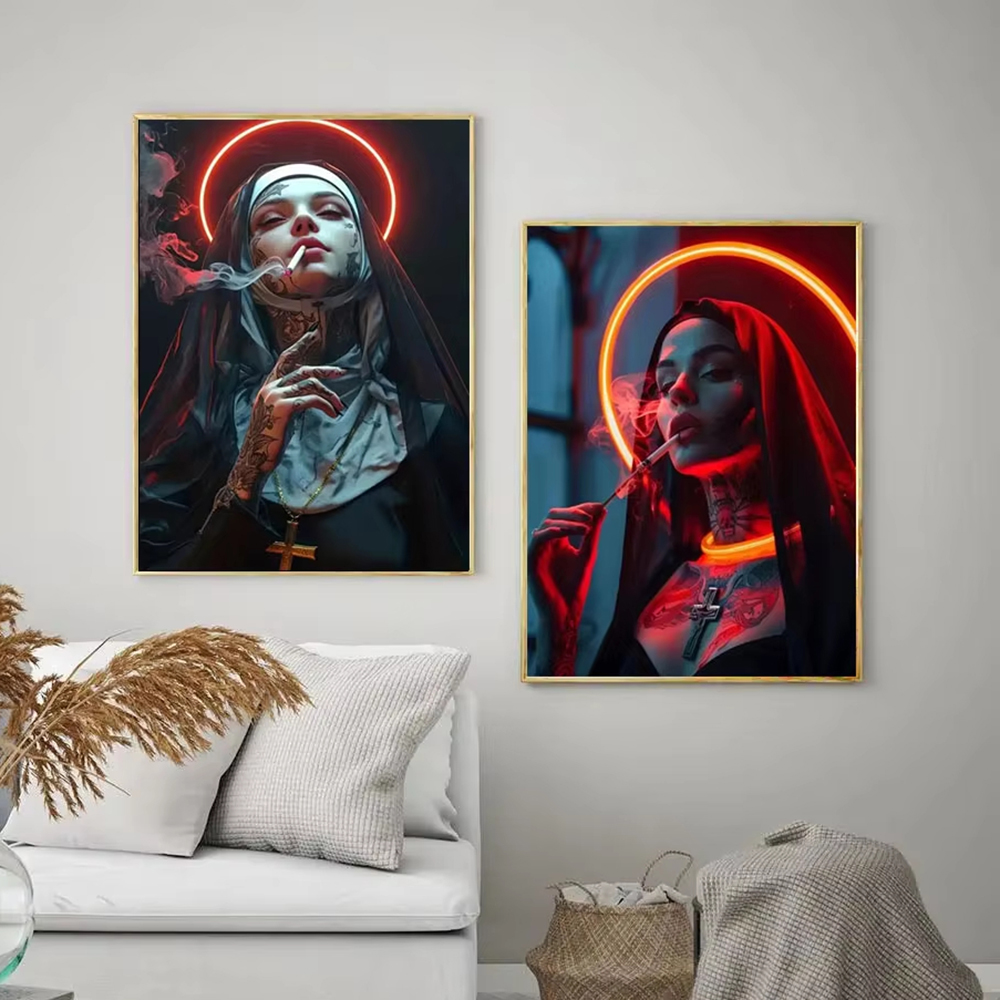 Fashion Girl Tattoo Nun Canvas - Vintage Fashion Photos incelemesi ve fiyatı