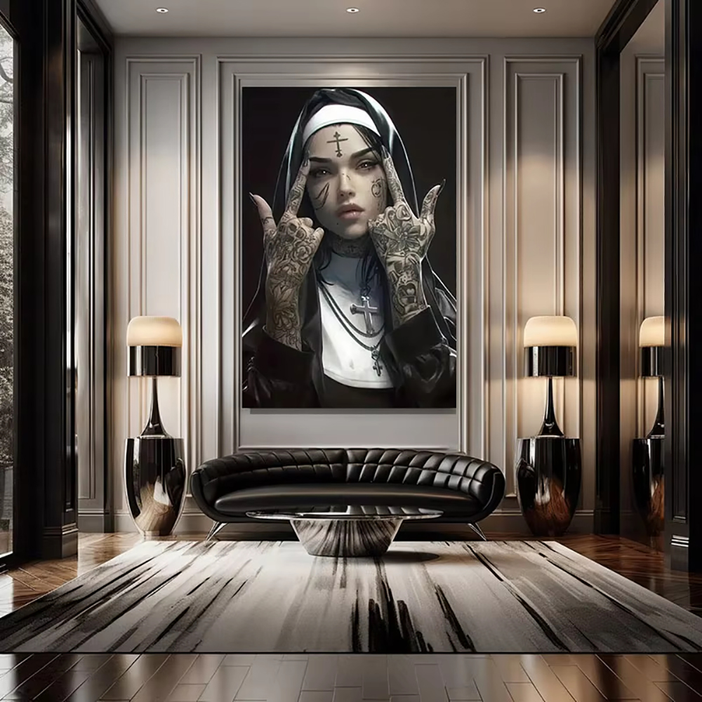 Fashion Girl Tattoo Nun Canvas - Vintage Fashion Photos incelemesi ve fiyatı