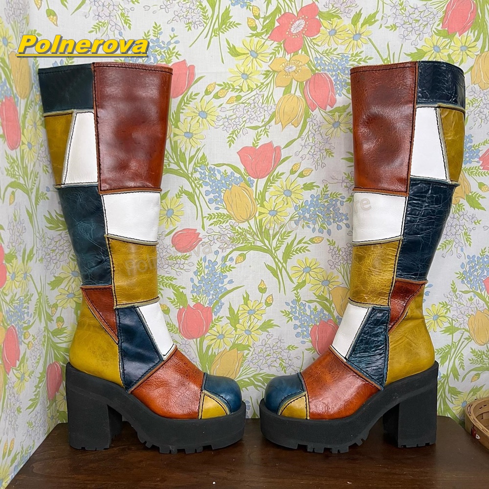 Women Retro Patchwork Leather  - Vintage Fashion Boots incelemesi ve fiyatı