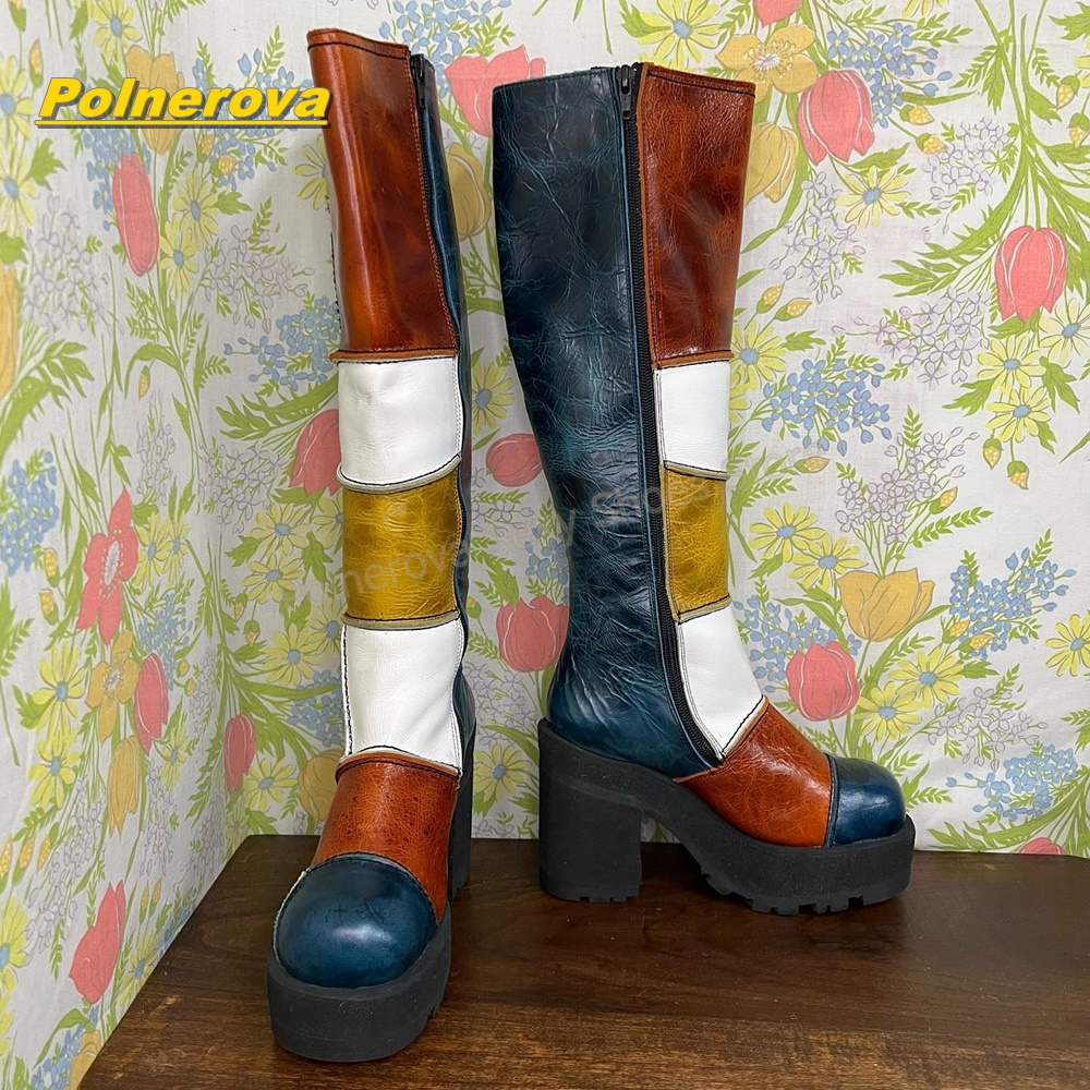 Women Retro Patchwork Leather  - Vintage Fashion Boots incelemesi ve fiyatı