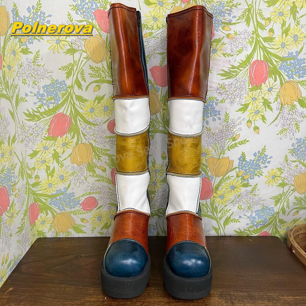 Women Retro Patchwork Leather  - Vintage Fashion Boots incelemesi ve fiyatı