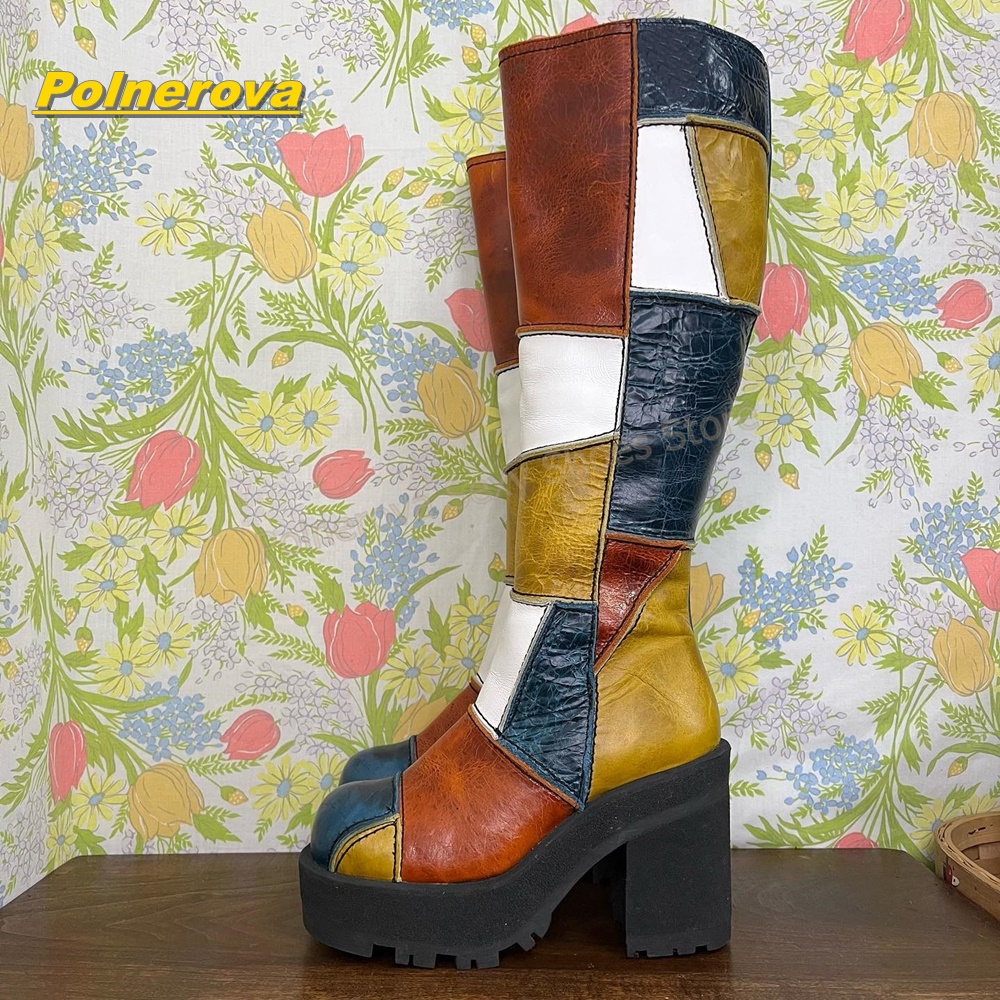 Women Retro Patchwork Leather  - Vintage Fashion Boots incelemesi ve fiyatı
