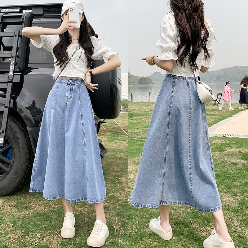 High Waist A-Line Midi Skirt W - Denim Skirt Midi Vintage incelemesi ve fiyatı