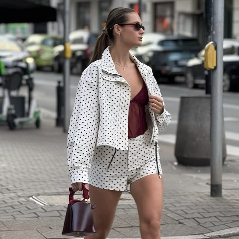 MUJER Polka Dot Women's Bomber - Varsity Jacket Wool incelemesi ve fiyatı