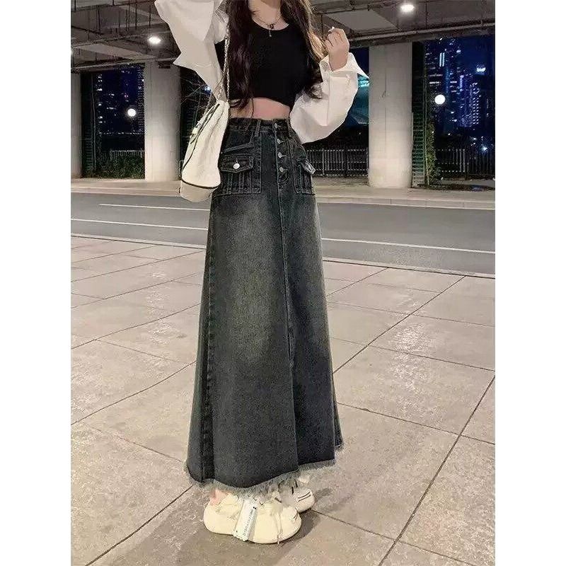 High Waist A-Line Midi Denim S - Denim Skirt Midi Vintage incelemesi ve fiyatı