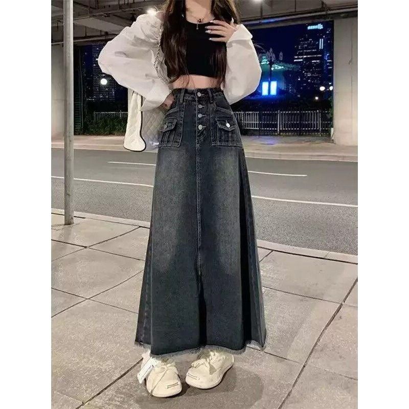 High Waist A-Line Midi Denim S - Denim Skirt Midi Vintage incelemesi ve fiyatı