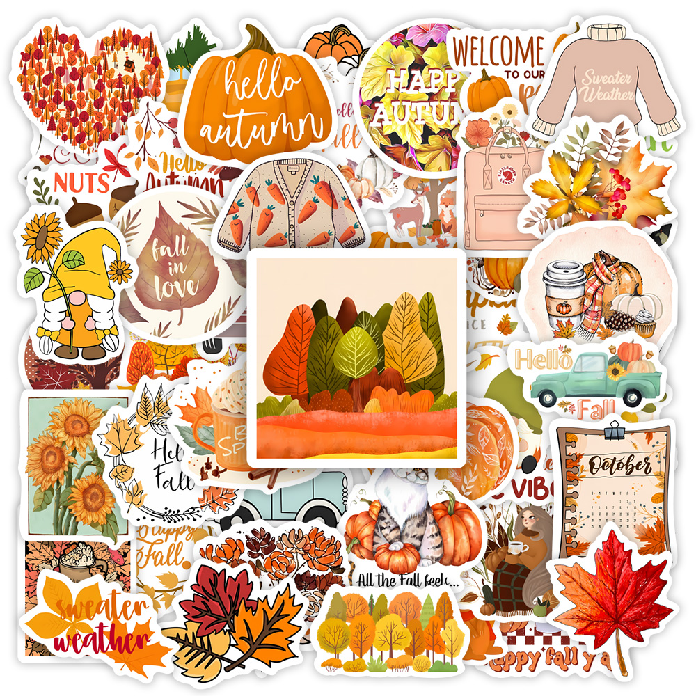 Cute Autumn Fall Stickers Vint - Vintage Fashion Magazines incelemesi ve fiyatı