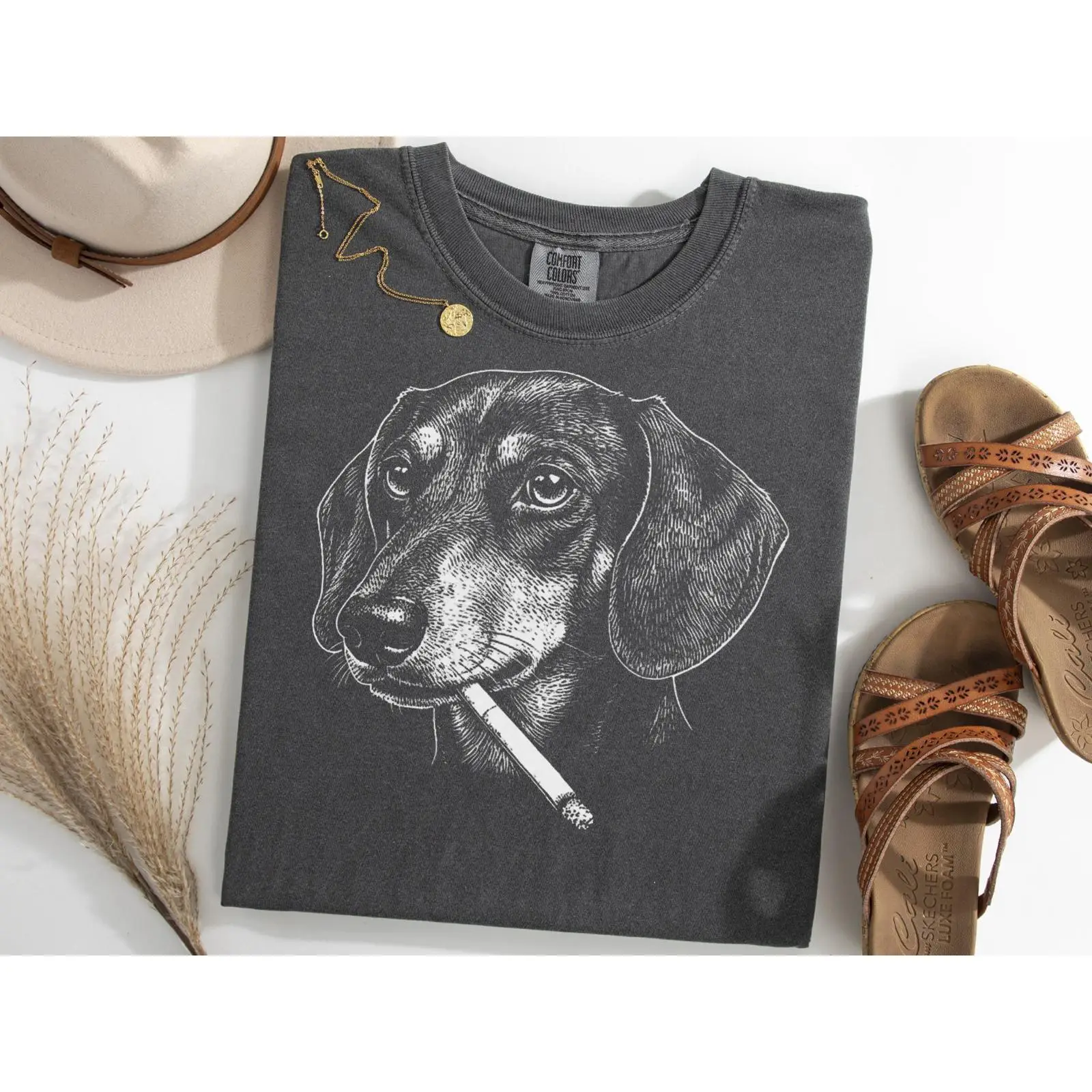 Dachshund Smoking Meme T Shirt - Vintage Fashion Gen Z incelemesi ve fiyatı