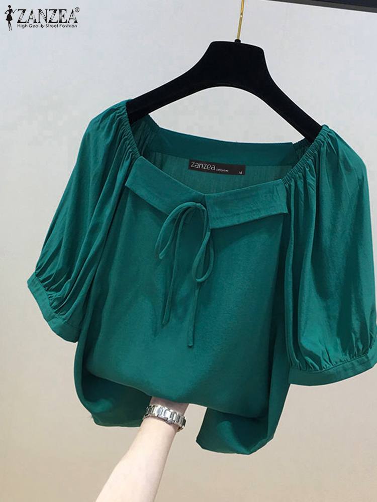 ZANZEA Korean Style Solid Blou - Vintage Fashion Style Female incelemesi ve fiyatı