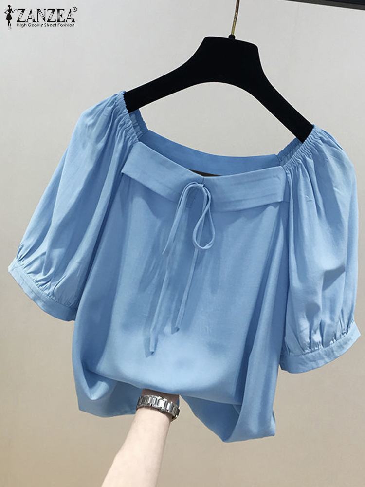 ZANZEA Korean Style Solid Blou - Vintage Fashion Style Female incelemesi ve fiyatı