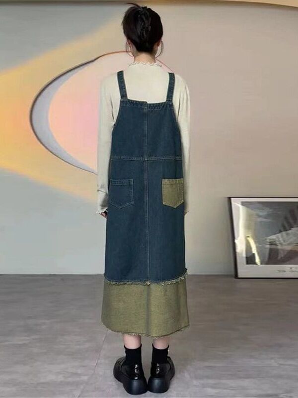 Vintage Denim Halter Dress Wom - Denim Skirt Midi Vintage incelemesi ve fiyatı
