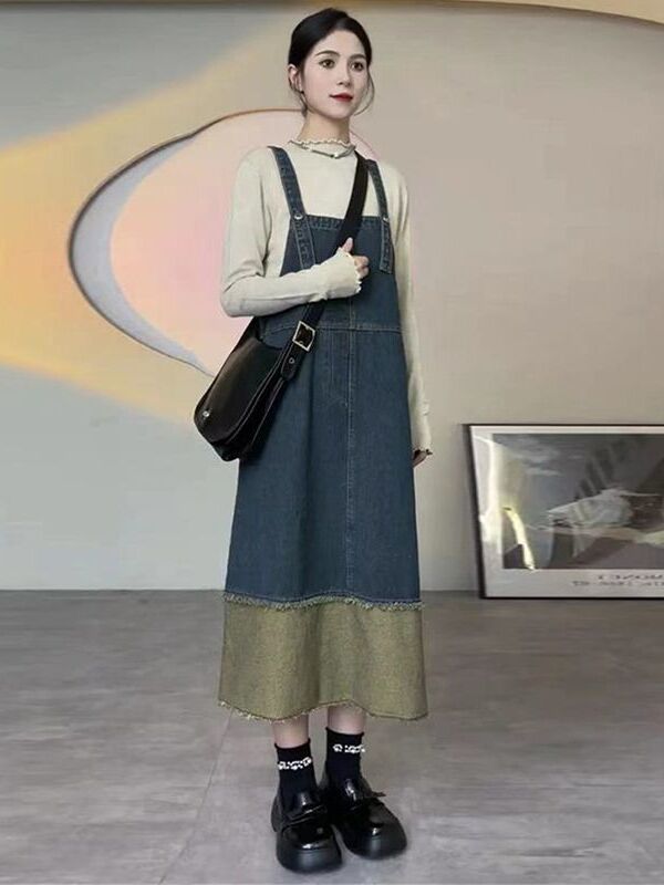 Vintage Denim Halter Dress Wom - Denim Skirt Midi Vintage incelemesi ve fiyatı