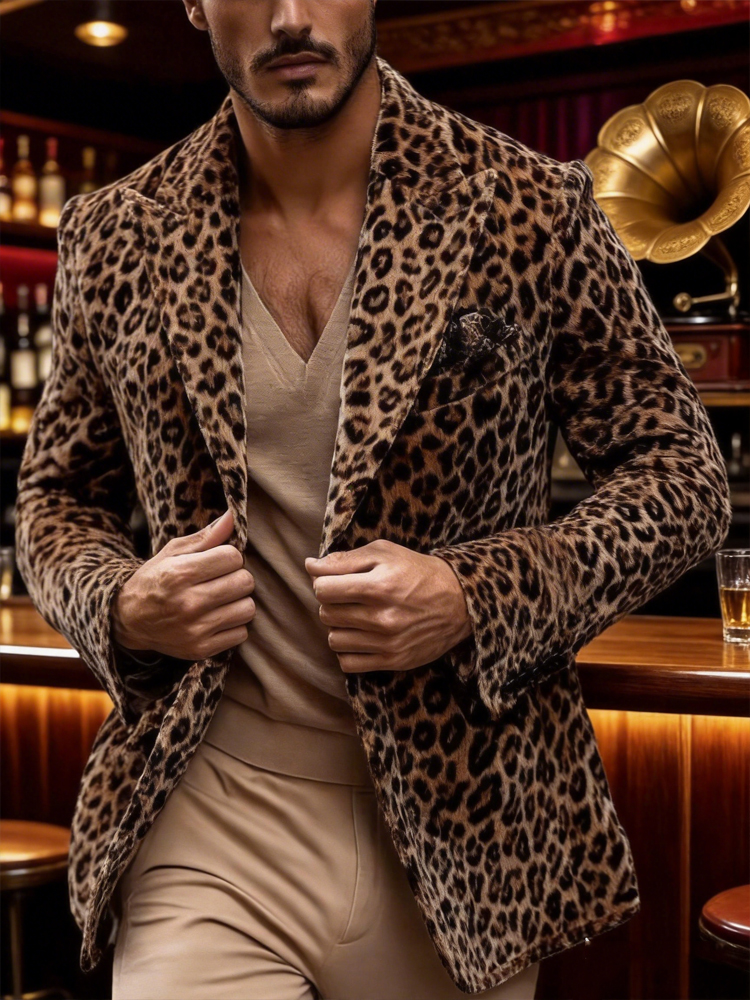 Men’s Leopard Print Velvet Bla - Velvet Blazer Vintage incelemesi ve fiyatı
