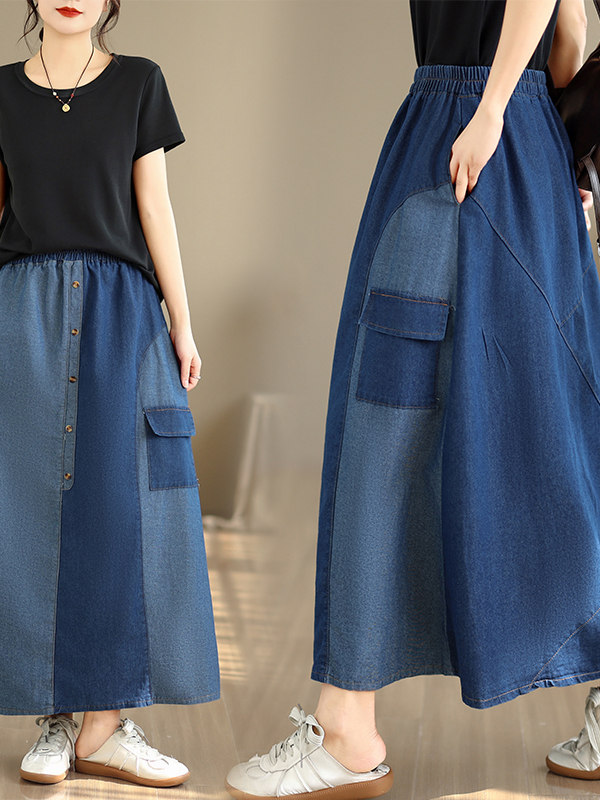 Loose Casual Denim Skirt Women - Denim Skirt Midi Vintage incelemesi ve fiyatı