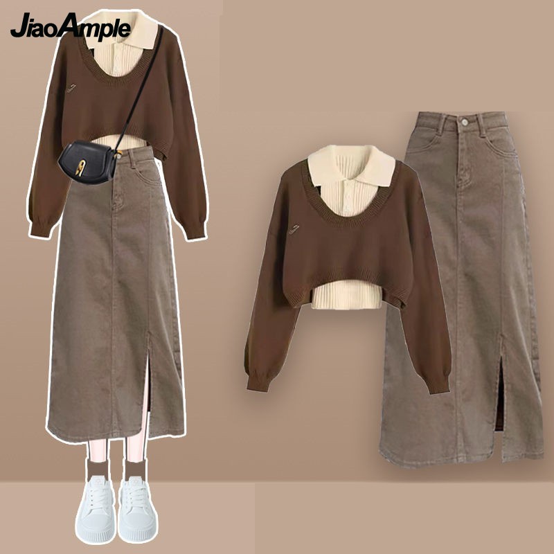 Women Spring Autumn New Vintag - Denim Skirt Midi Vintage incelemesi ve fiyatı