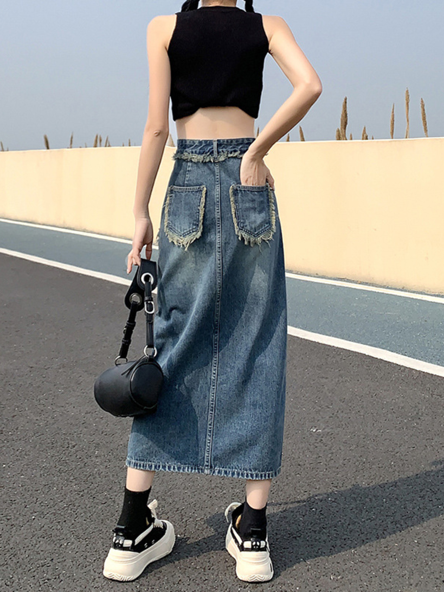 Women's High Waist Denim Skirt - Denim Skirt Midi Vintage incelemesi ve fiyatı