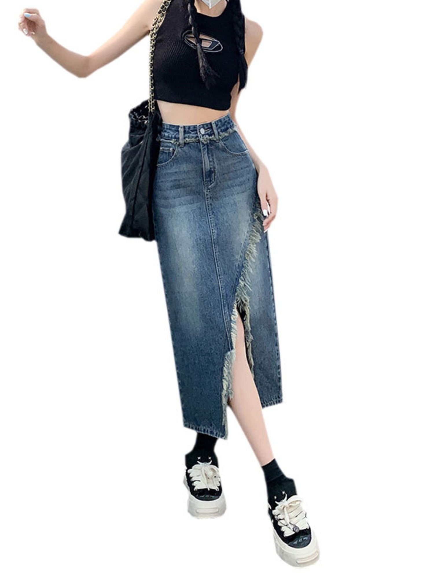 Women's High Waist Denim Skirt - Denim Skirt Midi Vintage incelemesi ve fiyatı