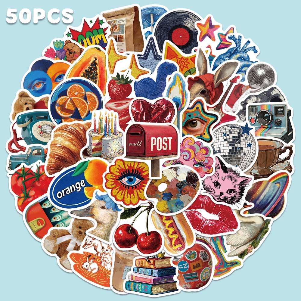 50pcs Vintage Y2K Sticker Fash - Vintage Fashion Boutique incelemesi ve fiyatı