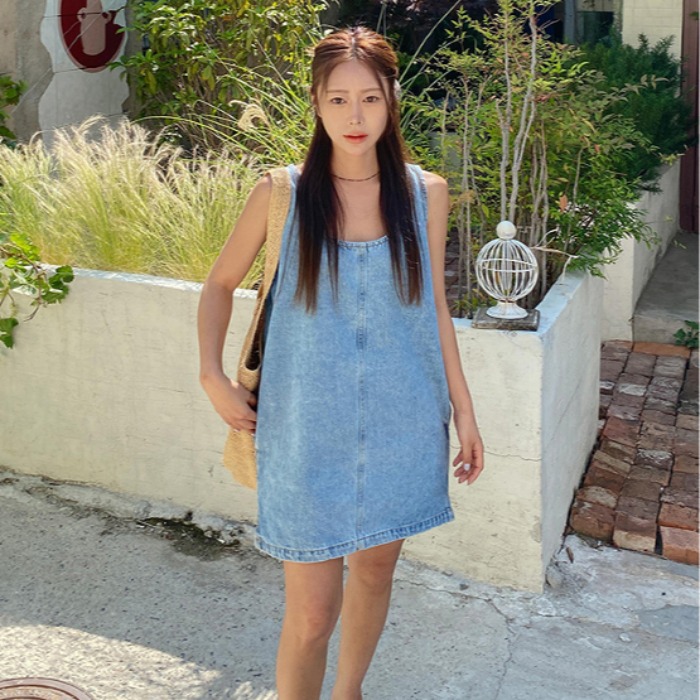 Sleeless Back Zipper Side Slit - Denim Skirt Midi Vintage incelemesi ve fiyatı