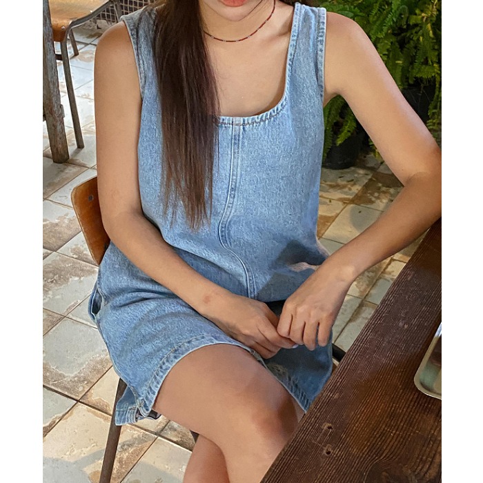 Sleeless Back Zipper Side Slit - Denim Skirt Midi Vintage incelemesi ve fiyatı