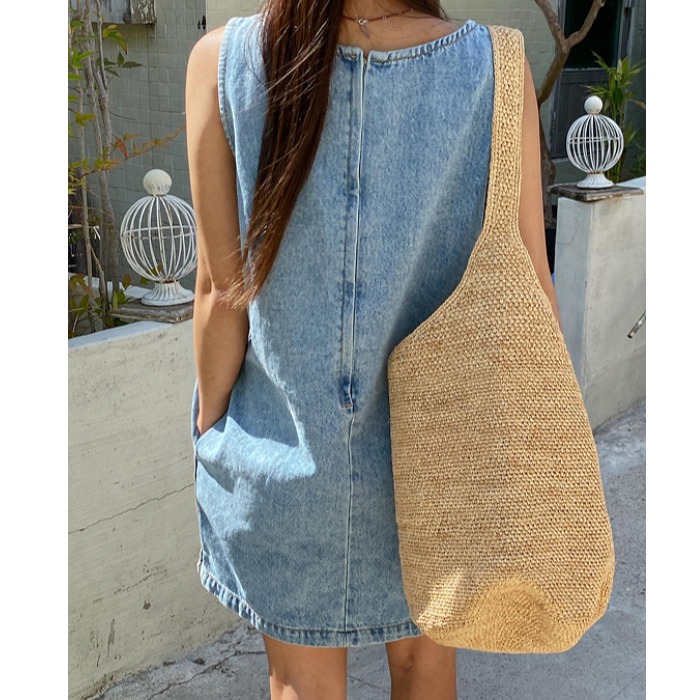 Sleeless Back Zipper Side Slit - Denim Skirt Midi Vintage incelemesi ve fiyatı