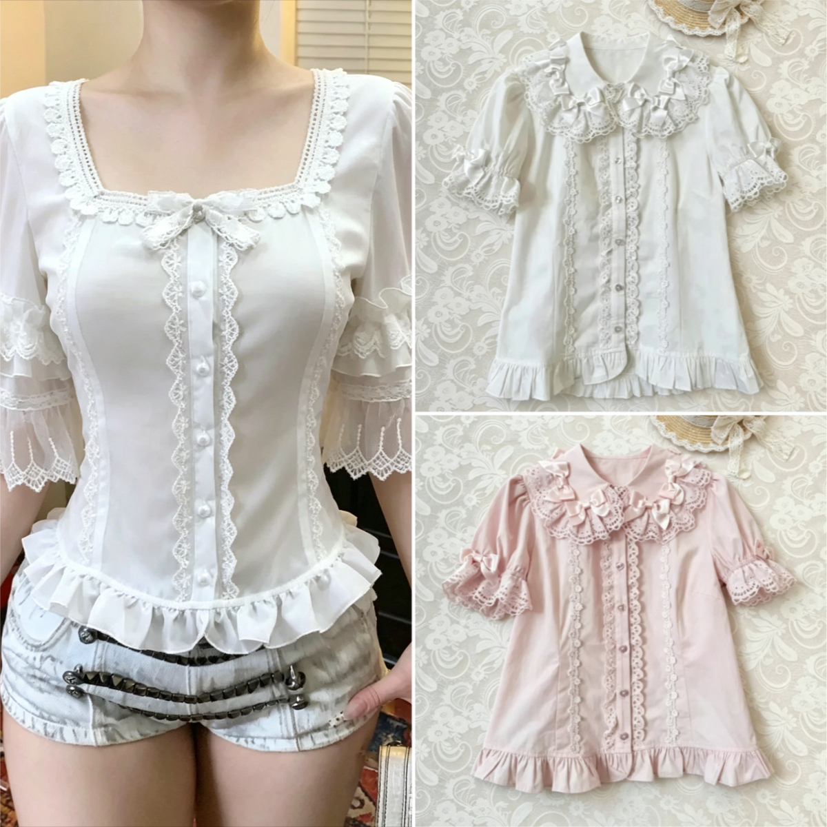 Vintage Y2K Lolita Style Blous - Vintage Fashion Style Female incelemesi ve fiyatı