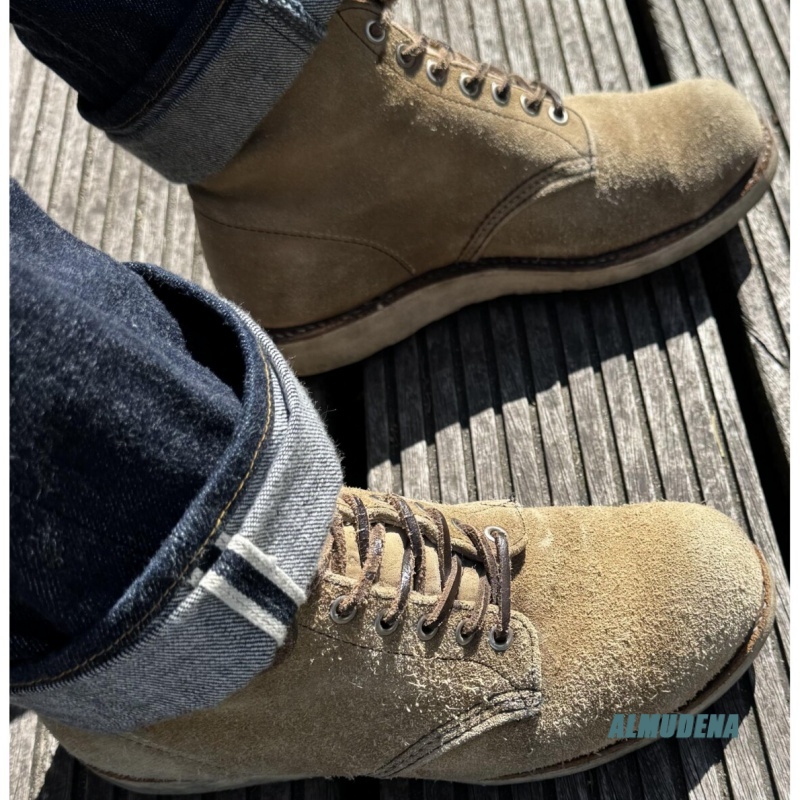 Beige Faux Suede Lace-Up Work  - Vintage Fashion Boots incelemesi ve fiyatı