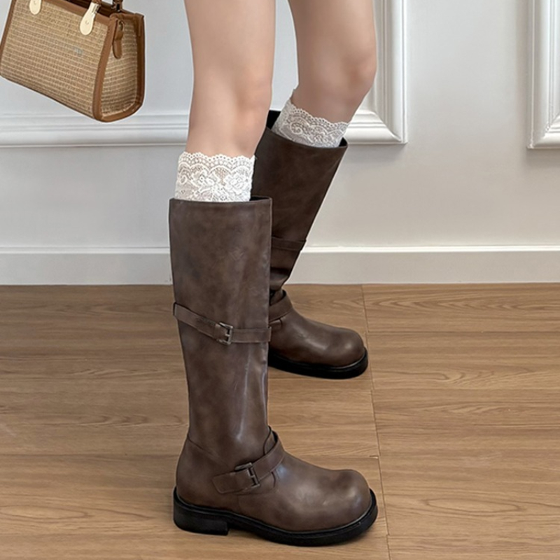 Vintage Belt Buckle Women Knee - Vintage Fashion Boots incelemesi ve fiyatı