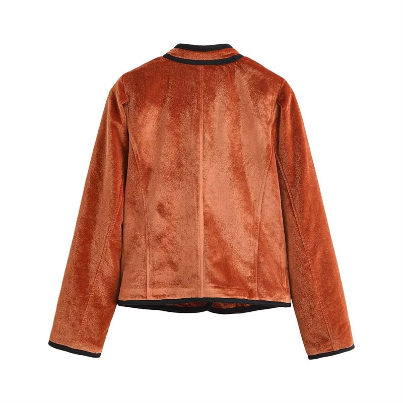 Stand Collar Contrast Piping T - Velvet Blazer Vintage incelemesi ve fiyatı