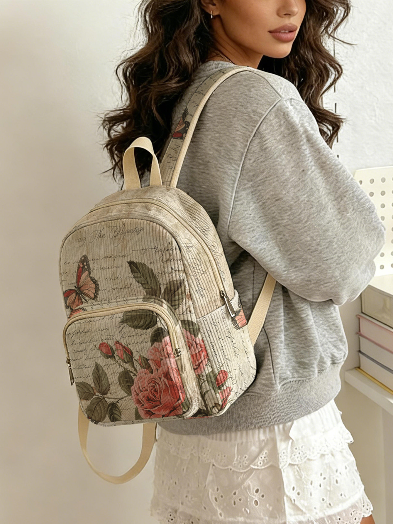 Vintage Roses & Butterfly Prin - Vintage Fashion Boutique incelemesi ve fiyatı
