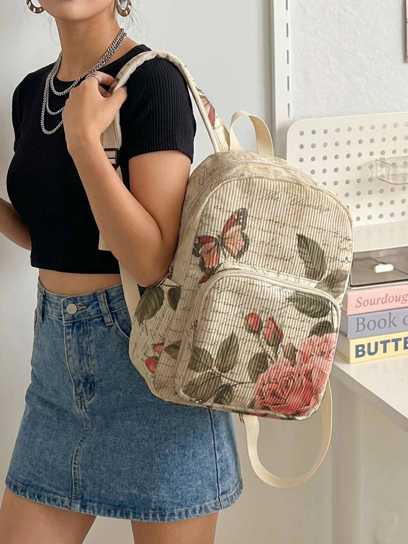 Vintage Roses & Butterfly Prin - Vintage Fashion Boutique incelemesi ve fiyatı