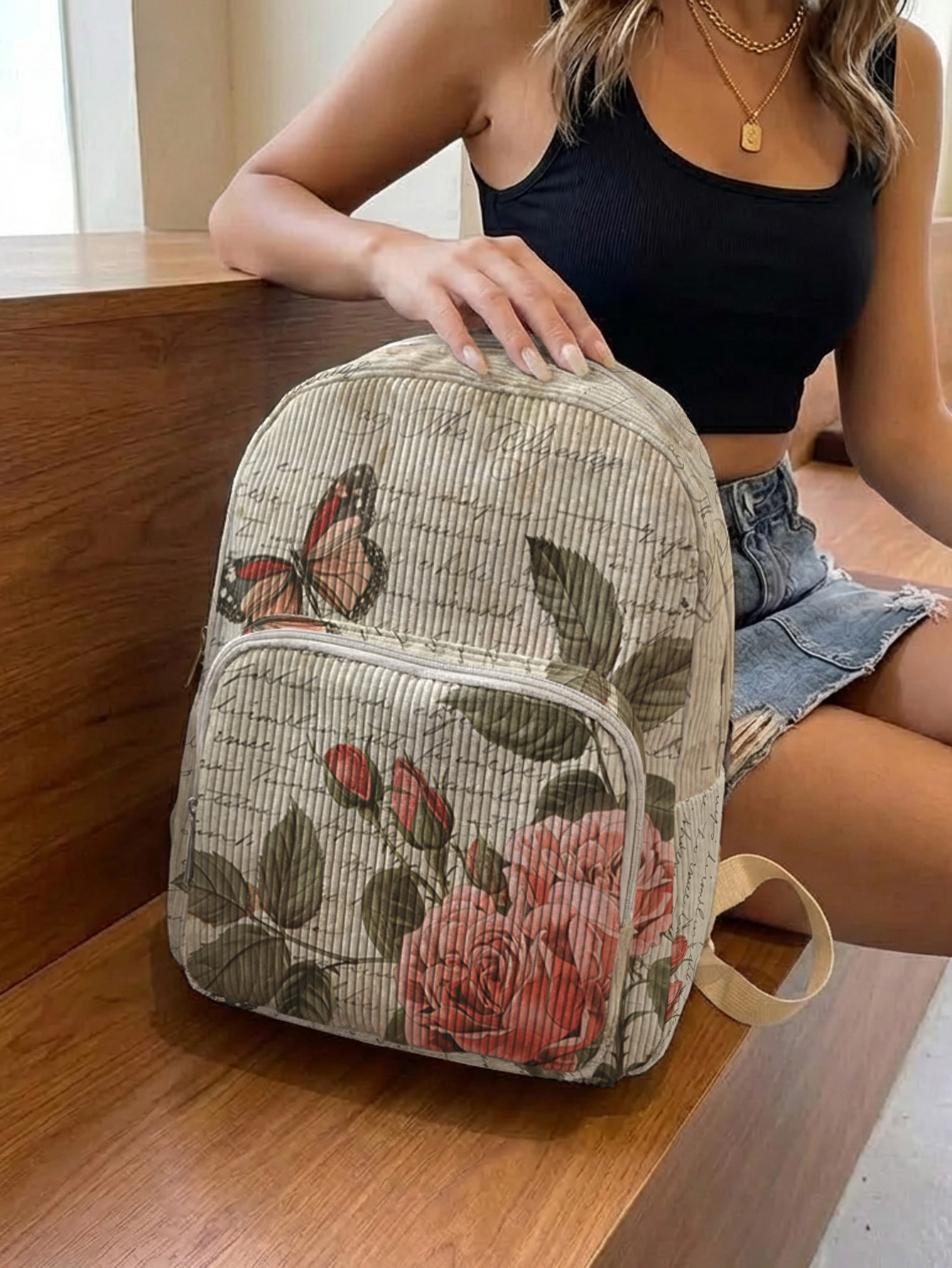 Vintage Roses & Butterfly Prin - Vintage Fashion Boutique incelemesi ve fiyatı