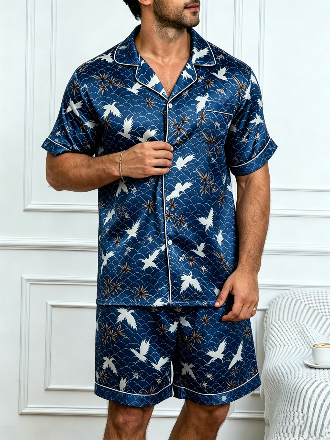 Men Satin Floral Print Button  - Printed Floral Shirt incelemesi ve fiyatı