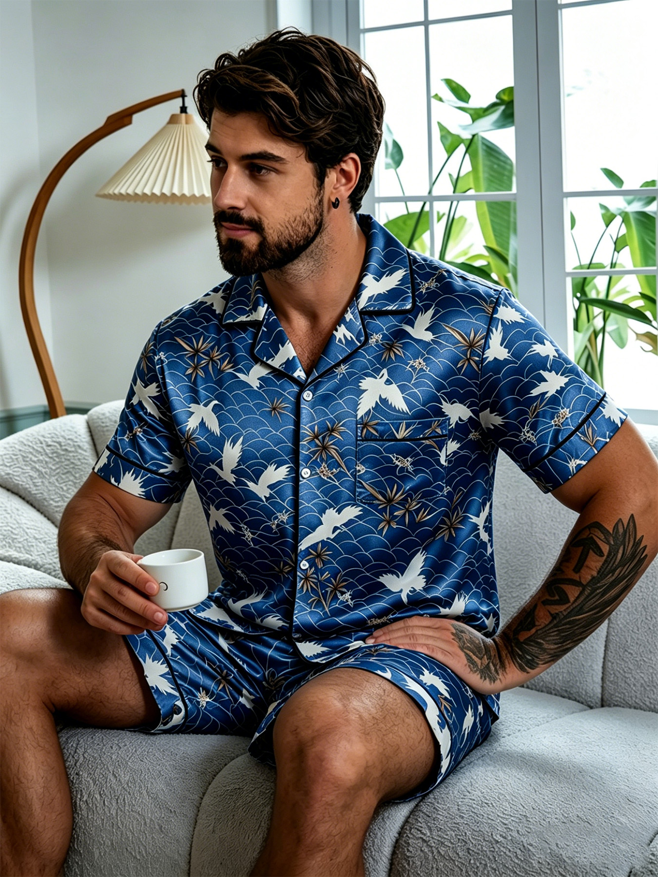 Men Satin Floral Print Button  - Printed Floral Shirt incelemesi ve fiyatı