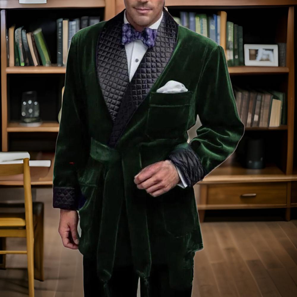 Green Velvet Smoking Suit Jack - Velvet Blazer Vintage incelemesi ve fiyatı