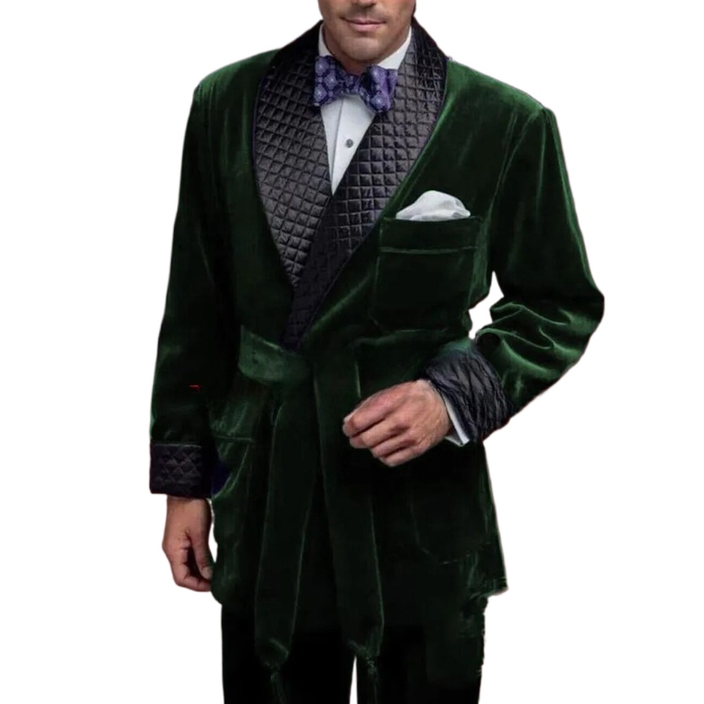 Green Velvet Smoking Suit Jack - Velvet Blazer Vintage incelemesi ve fiyatı