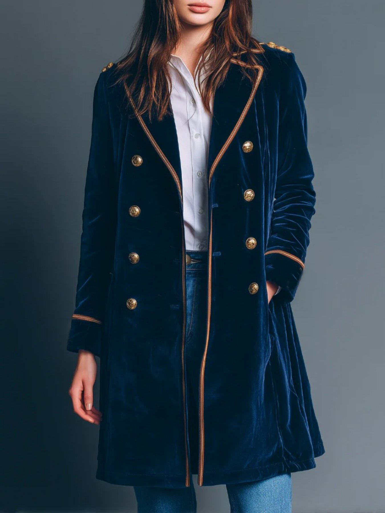 Vintage Navy Velvet Military S - Velvet Blazer Vintage incelemesi ve fiyatı