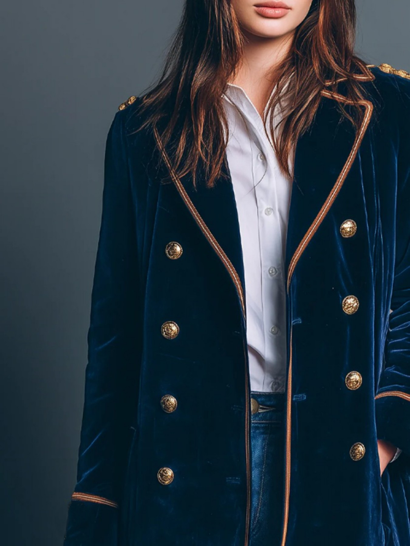 Vintage Navy Velvet Military S - Velvet Blazer Vintage incelemesi ve fiyatı