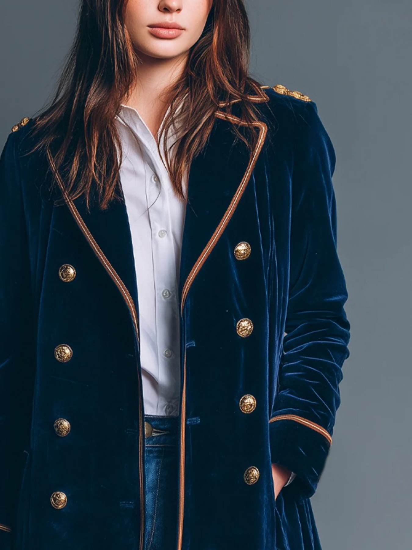 Vintage Navy Velvet Military S - Velvet Blazer Vintage incelemesi ve fiyatı