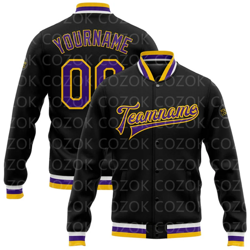 Custom Black Yellow 3D Printed - Varsity Jacket Wool incelemesi ve fiyatı