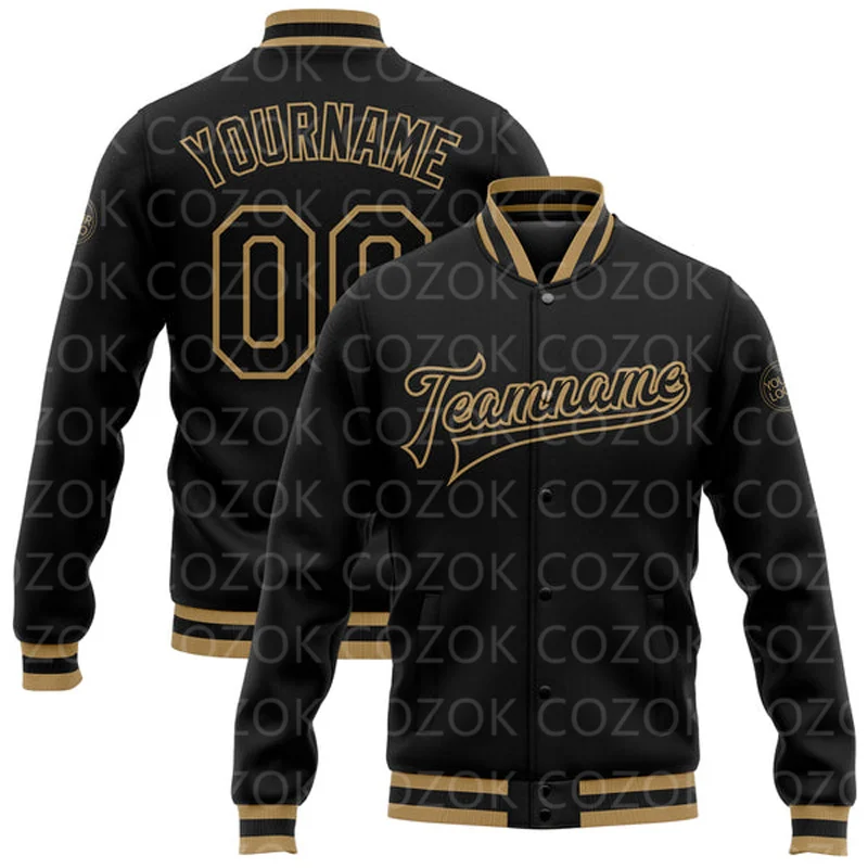 Custom Black Yellow 3D Printed - Varsity Jacket Wool incelemesi ve fiyatı