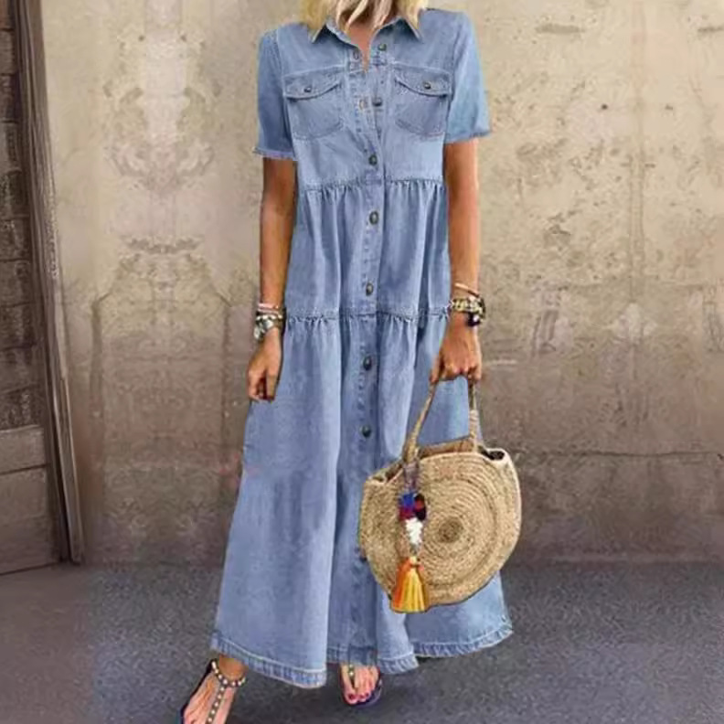 Vintage Style Long Multi-Buckl - Denim Skirt Midi Vintage incelemesi ve fiyatı