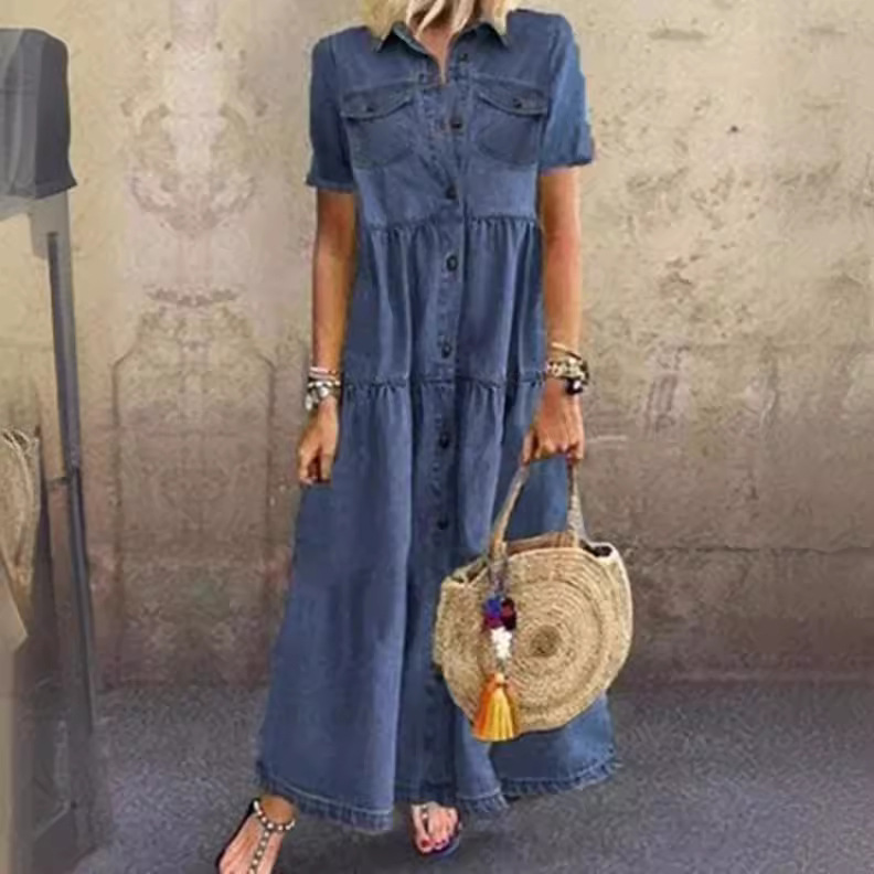 Vintage Style Long Multi-Buckl - Denim Skirt Midi Vintage incelemesi ve fiyatı